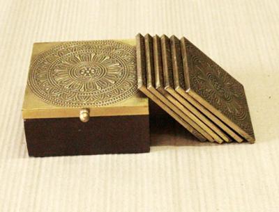 Wooden Coaster Box Brass Fit