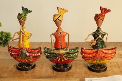 Iron Painted Musicial Sitting Man S/3