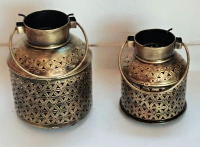 Iron Painted Tealight Pot (Burni) S/2