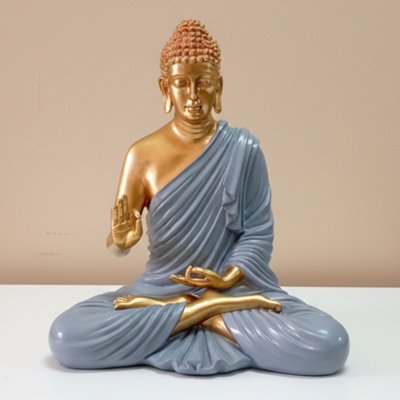RESIN GREYISH BLUE BUDDHA 24